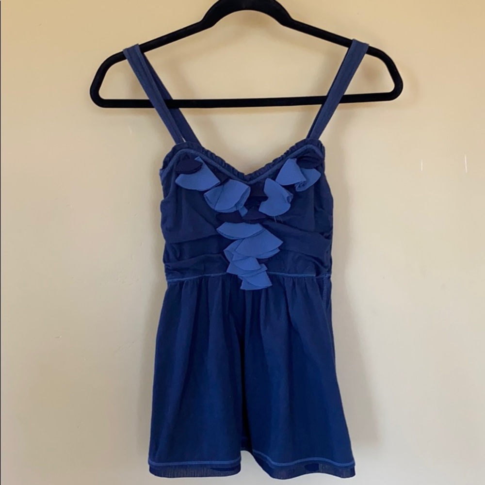 Blue Ruffle Tank Top
